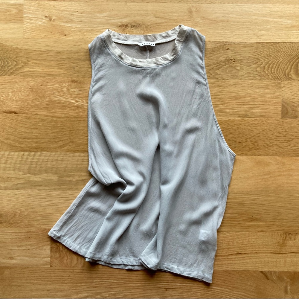 Lacausa Dad Shirt Sheer Tank S EUC Blue Grey Swim Beach Cover-Up